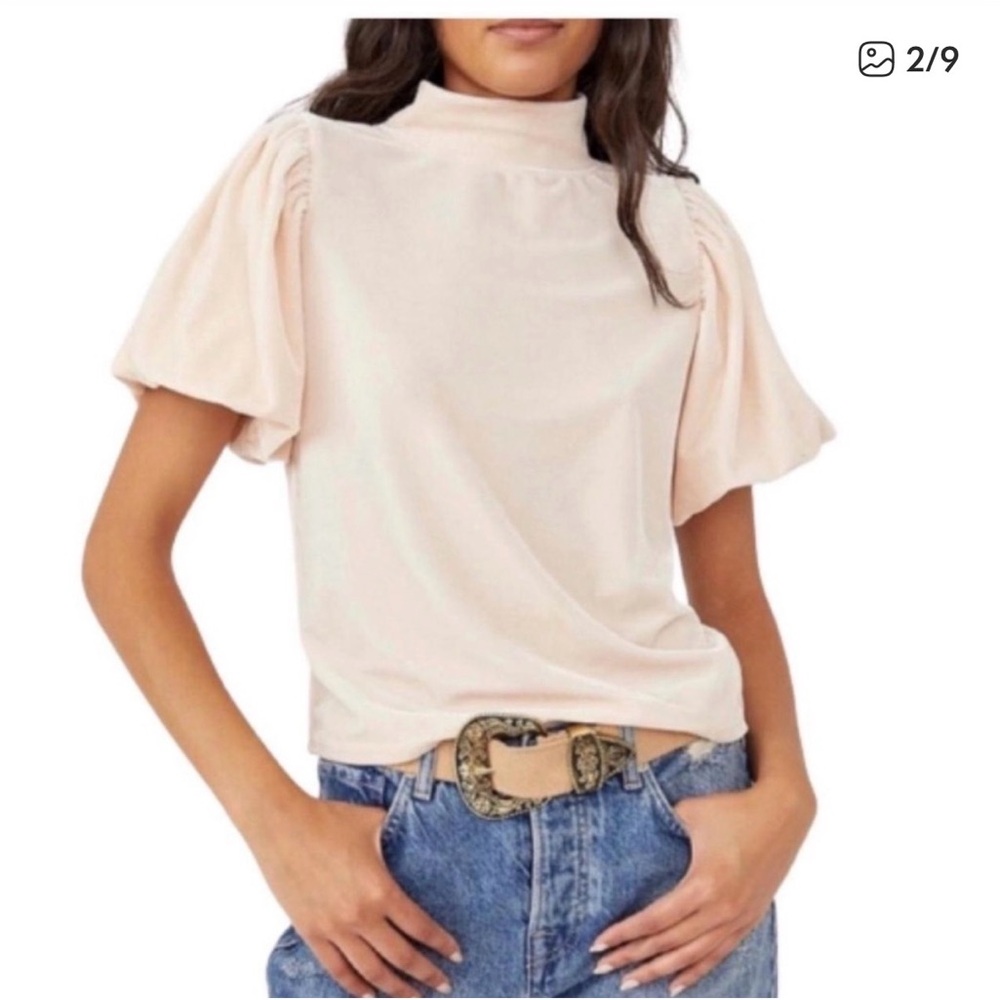 Free People Claudia Velvet Top in Champagne Toast